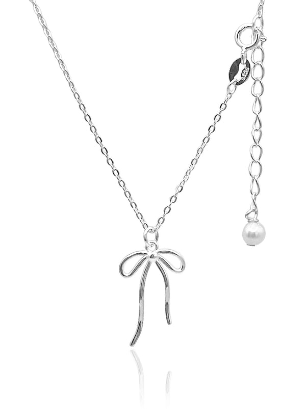 Bow Silver Necklace