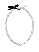 Velvet bow ball Pearl Necklace